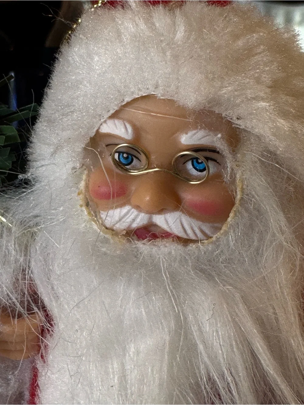 Vintage 1980s 1990s Plastic Face Standing Santa Claus Figurine Holiday Decor